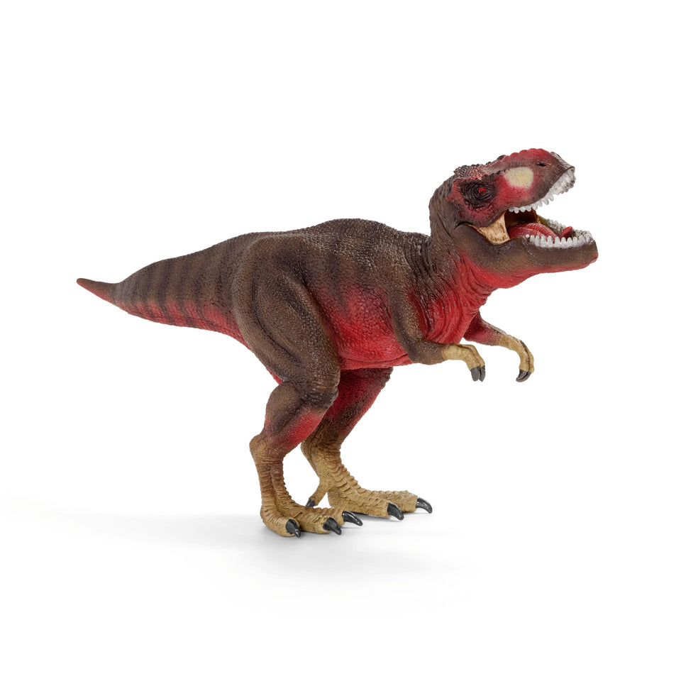 Schleich Tyrannosaurus Rex chomping jaw for realistic dinosaur play and storytelling.