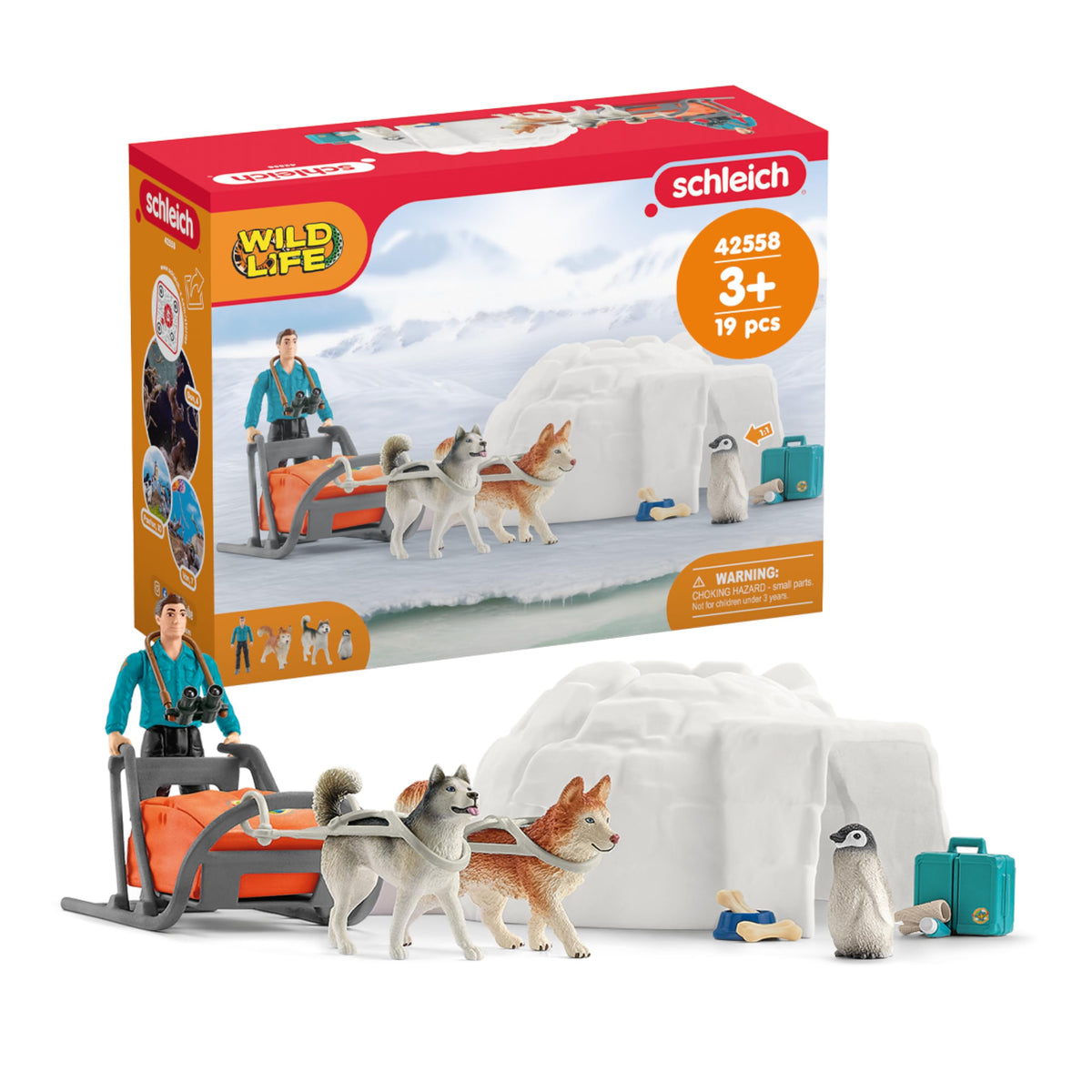 Schleich Wild Life Ranger Tom figure guiding an Antarctic expedition playtime