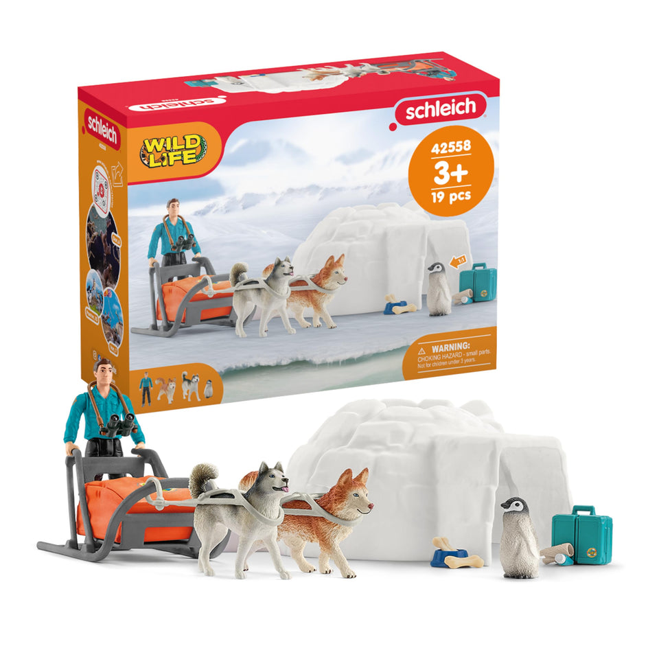 Schleich Wild Life Ranger Tom figure guiding an Antarctic expedition playtime