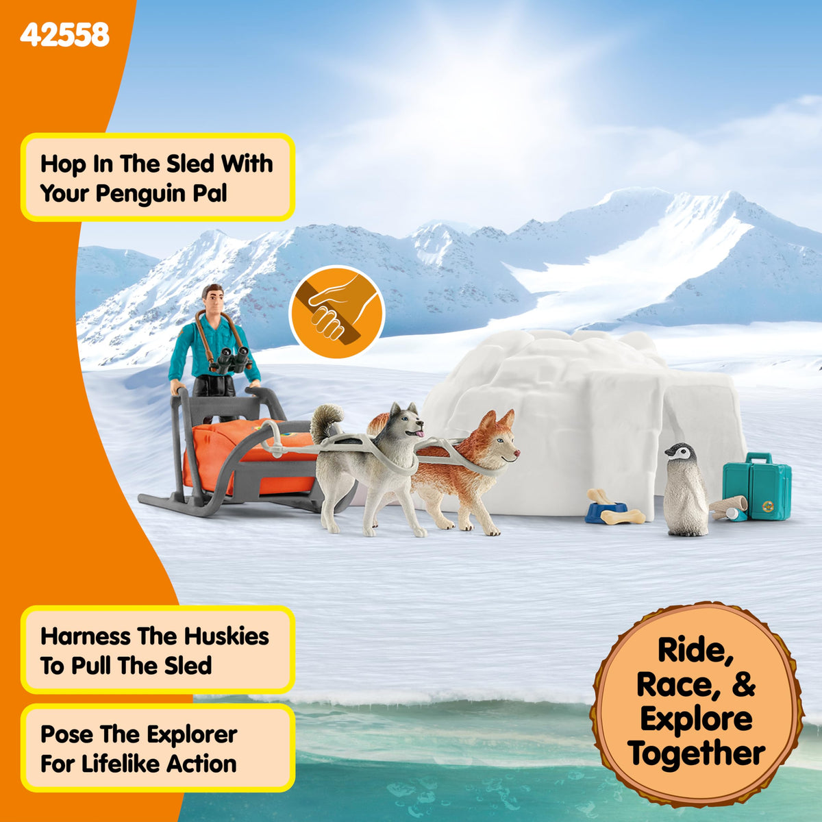 Schleich Wild Life dogsled with Ranger Tom enabling action-packed snow rescues