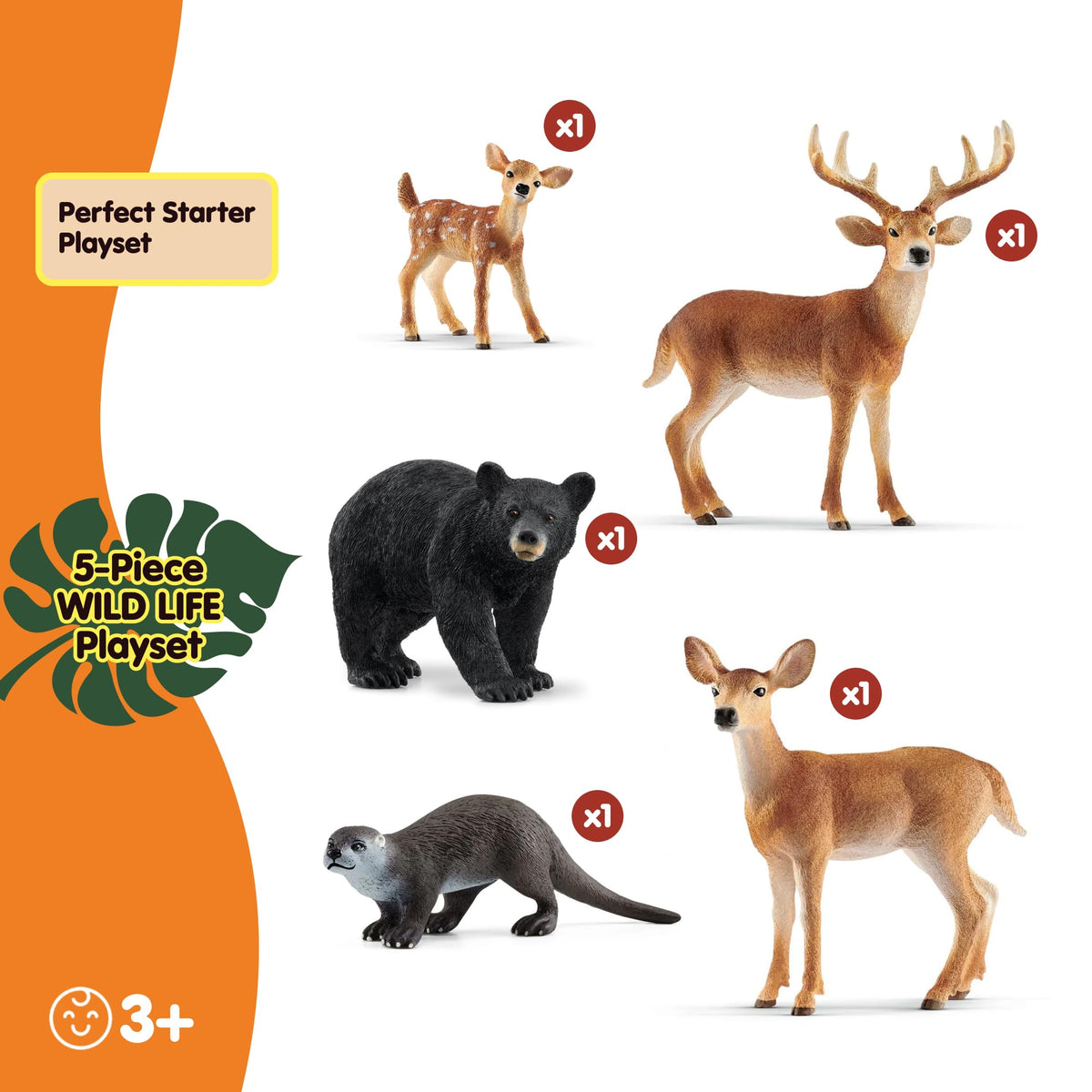Schleich Wild Life black bear with powerful stance for dramatic forest scenes