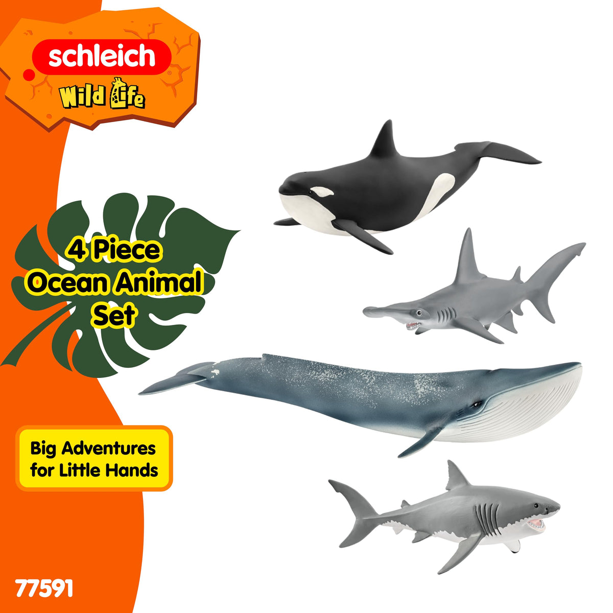 Schleich Wild Life ocean animals playset packaging showing all four figures.