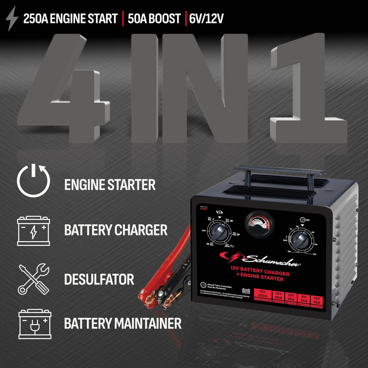 Schumacher SC1667 boost modes 25A 12V for versatile charging