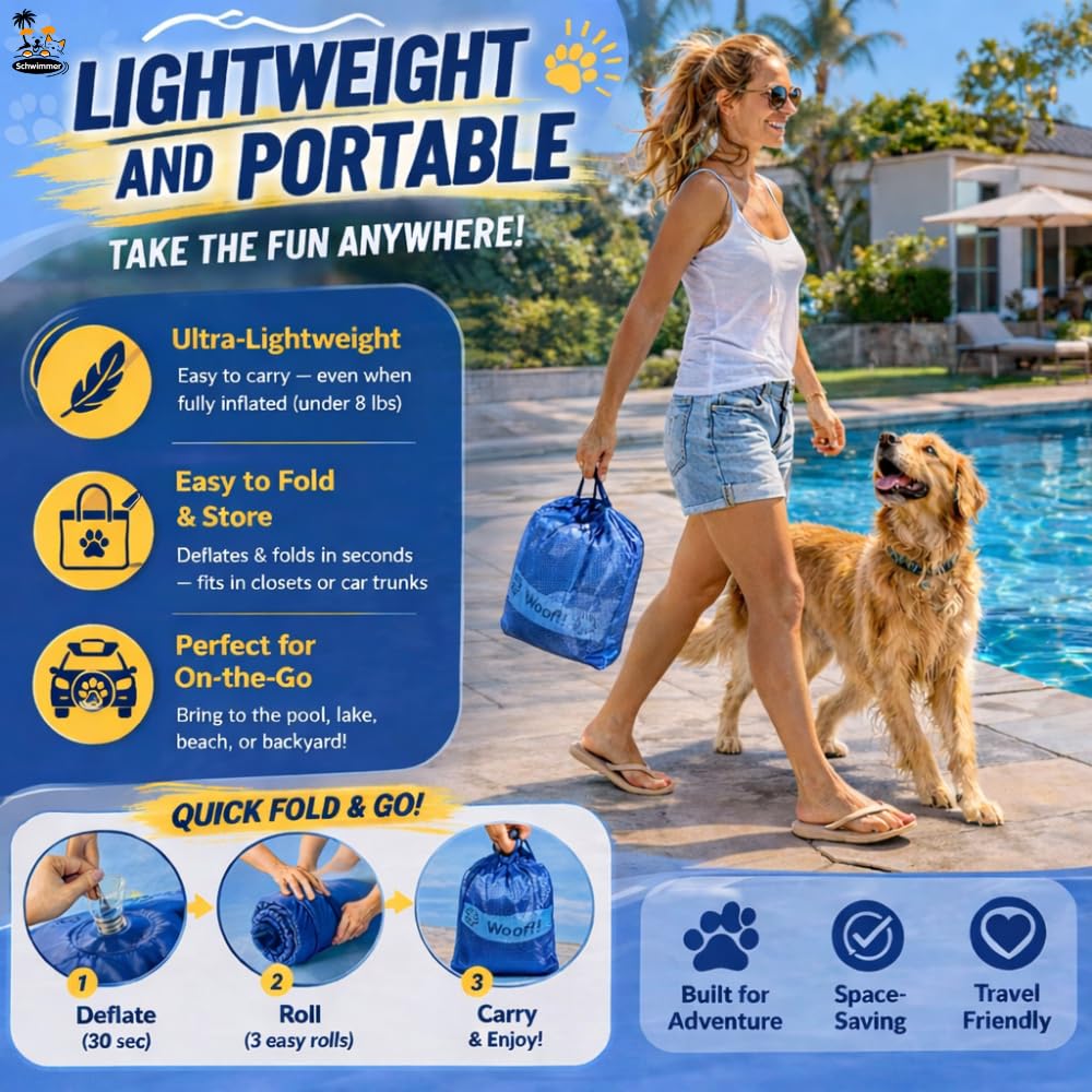 Schwimmer dog pool float blue resting stably in water for big dogs