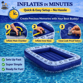 Schwimmer premium pool float for dogs shows sturdy seams and quick inflation