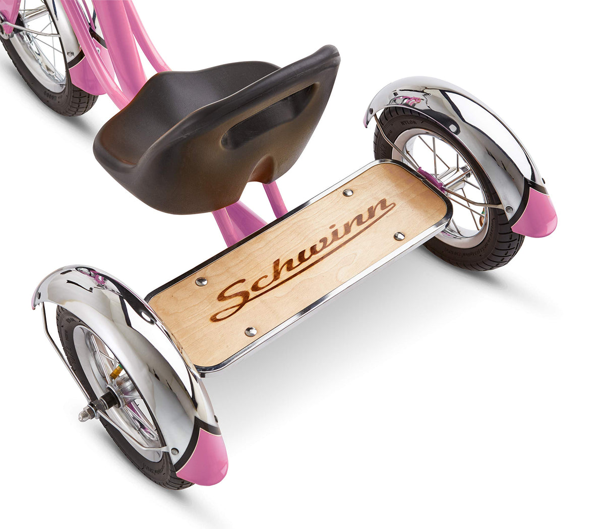 Schwinn Roadster real wood deck adds authentic vintage flair.