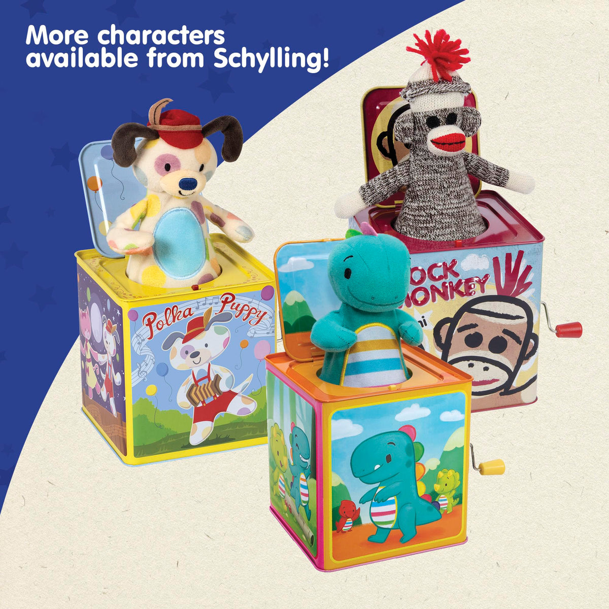 Schylling Jester Jack in the Box designed for ages 18 months and up.