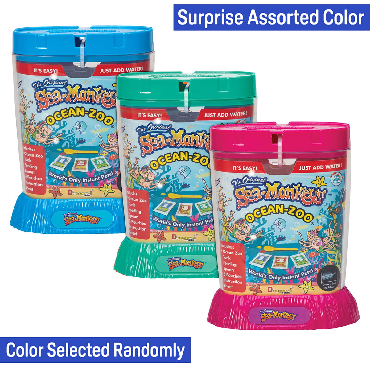 Schylling Sea-Monkey Ocean Zoo ventilated lid promotes airflow for healthy viewing