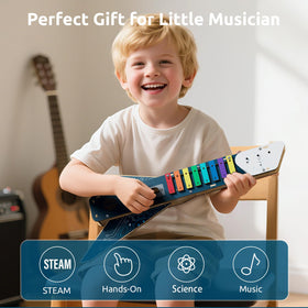 Science Can guitar kit front view highlights beginner-friendly design for aspiring musicians.