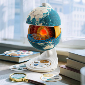 Science Can Openable Globe for Kids with the core-led-light highlighting Earth's inner layers at night