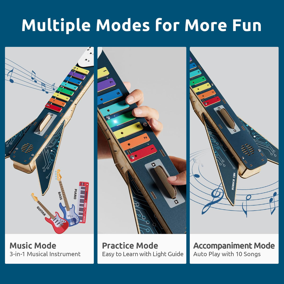 Science Can wooden parts closeup emphasizes safe materials and smooth edges.