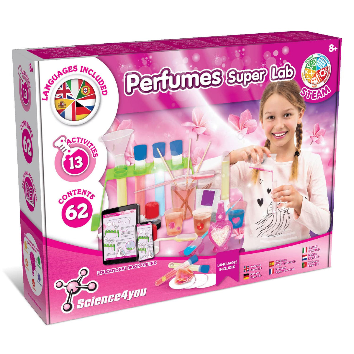 Science4you super perfume kit packaging showing colorful components for kids' exploration