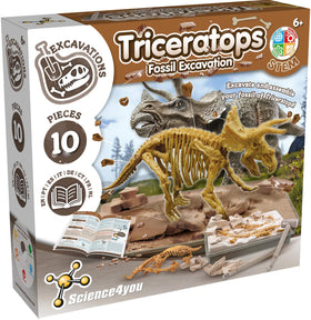 Science4you Triceratops fossil dig block—hands-on archaeology learning for curious kids.