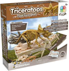 Science4you Triceratops fossil gift pack—perfect present for dinosaur-loving boys and girls.