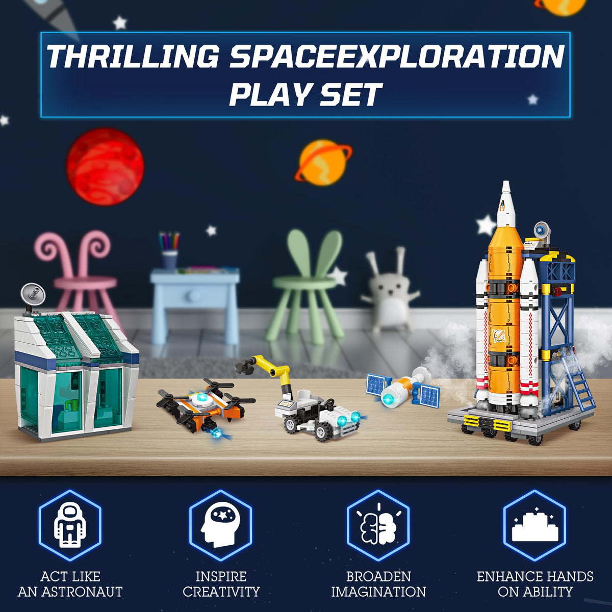 Sciencow Exploratory Blocks space capsule-assembly highlights durable pieces for extended STEM sessions.