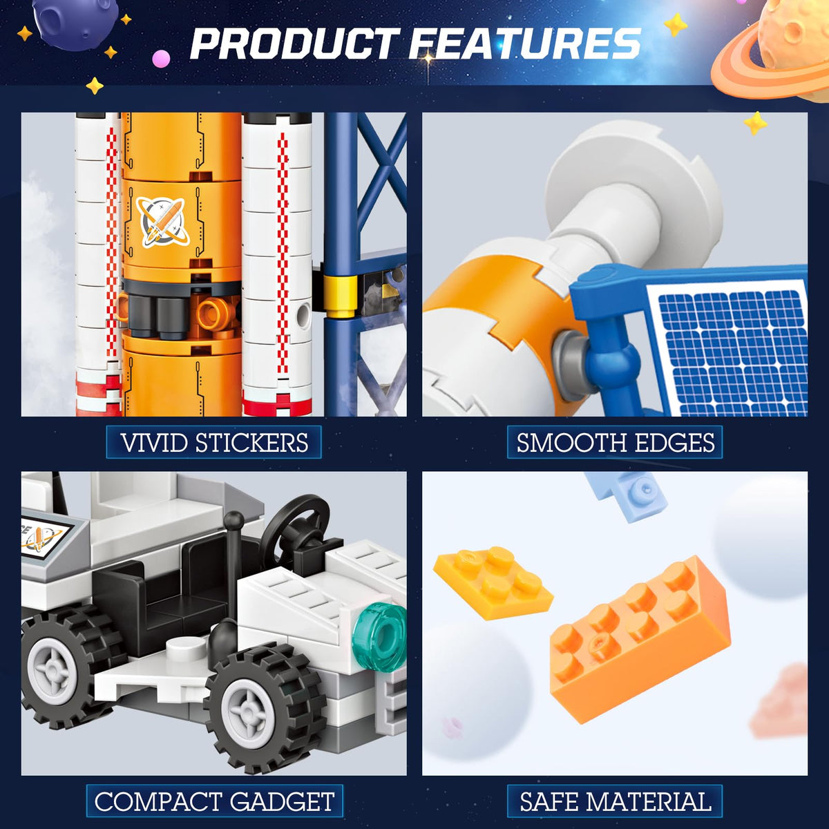 Sciencow space capsule components encourage imaginative missions and sequence-building activities.