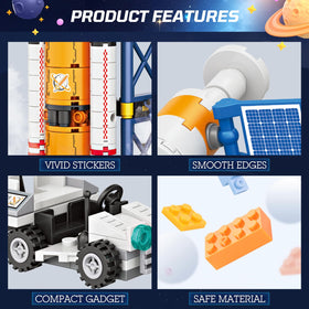 Sciencow space capsule components encourage imaginative missions and sequence-building activities.