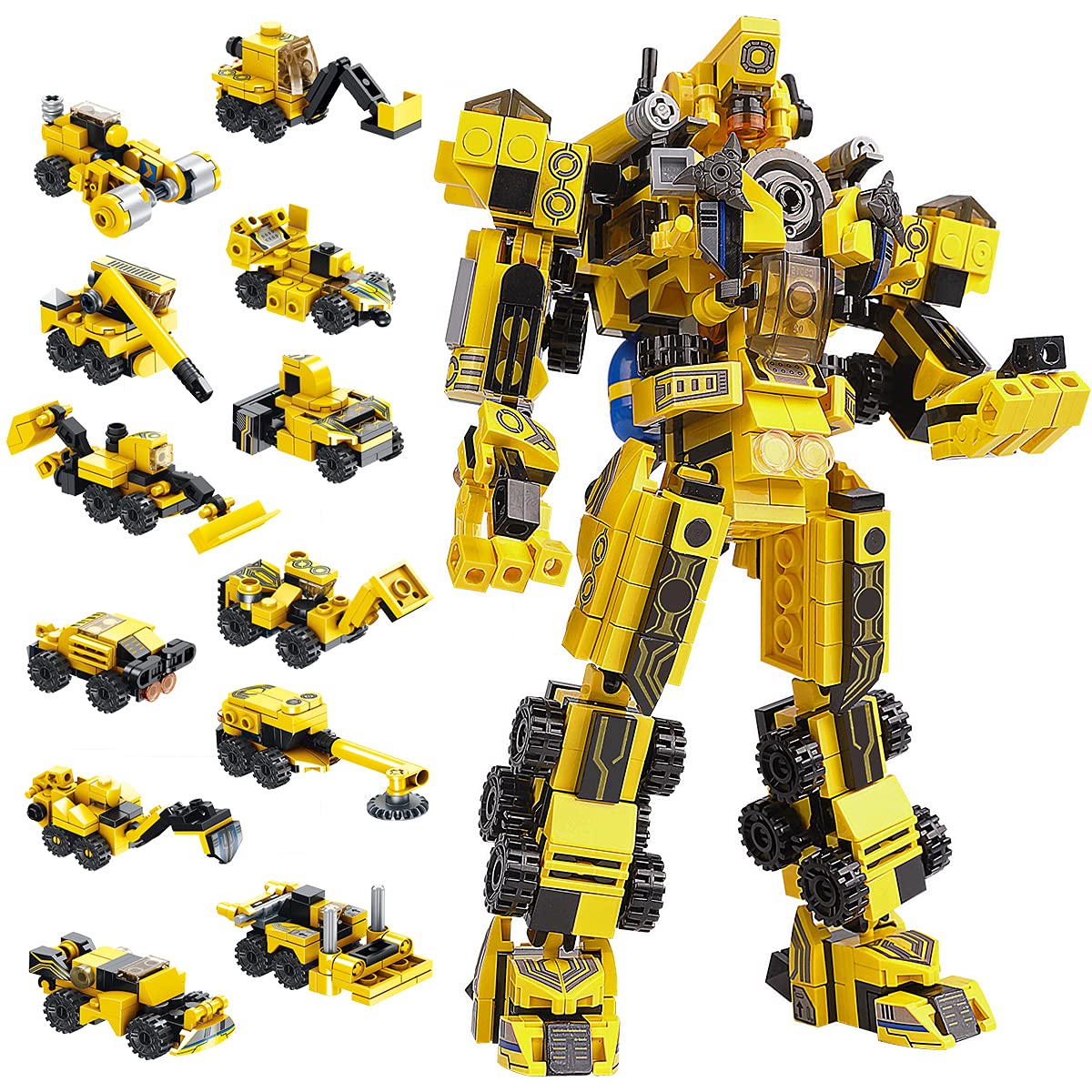 Sciencow yellow robot building set shown for imaginative play
