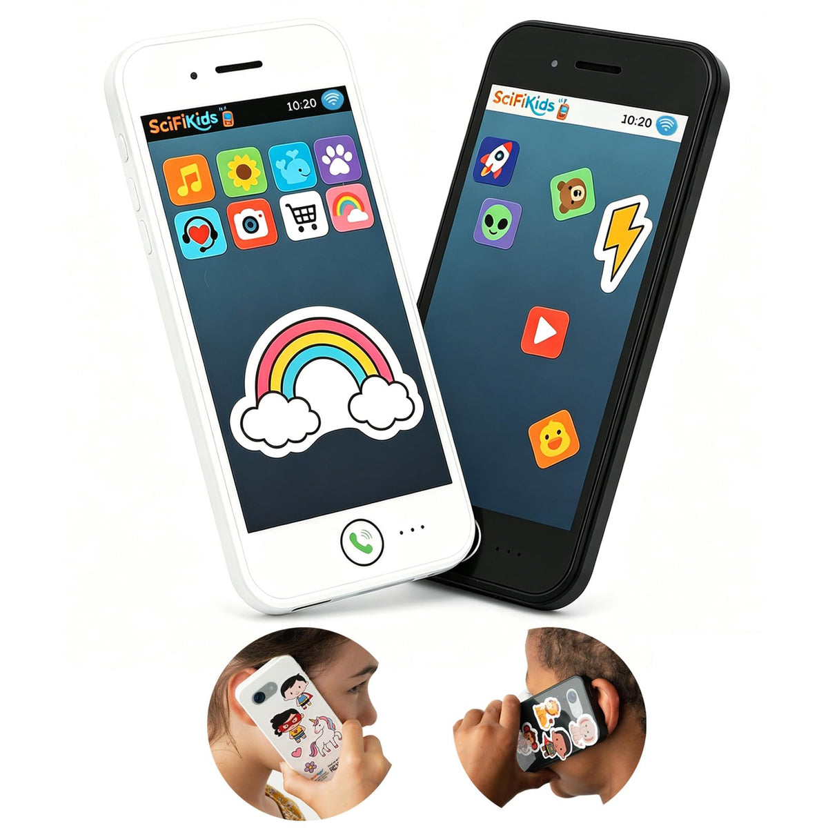 SciFiKids toy phone two-pack on table for imaginative play.