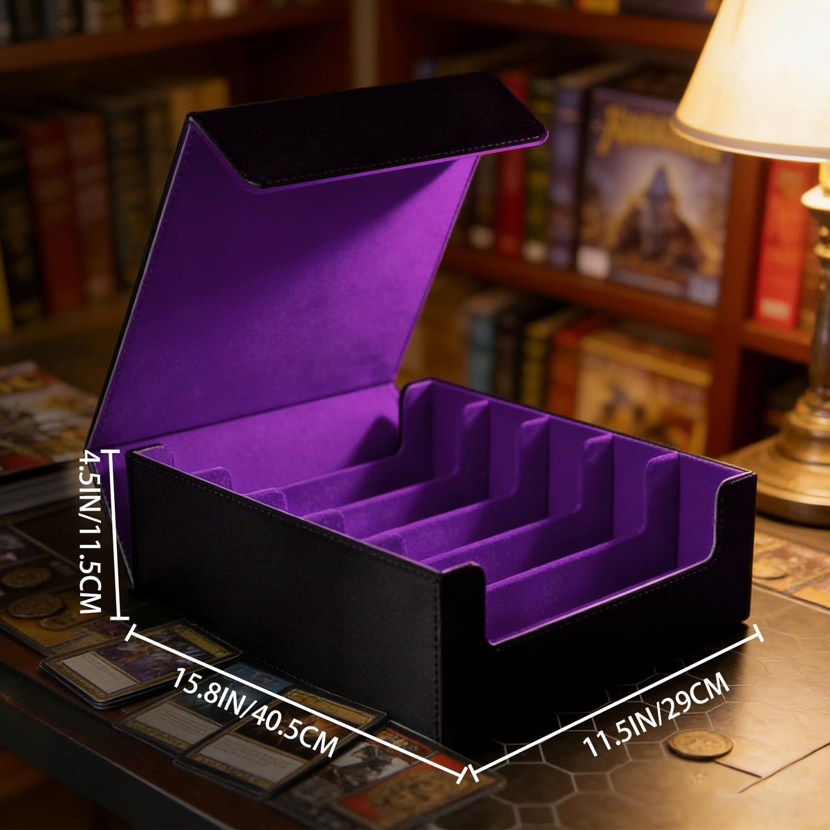 Scimi 5-row interior with dividers for easy card categorization.