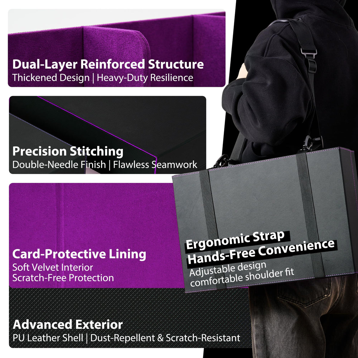 Scimi plush microfiber lining cushions cards to reduce wear.