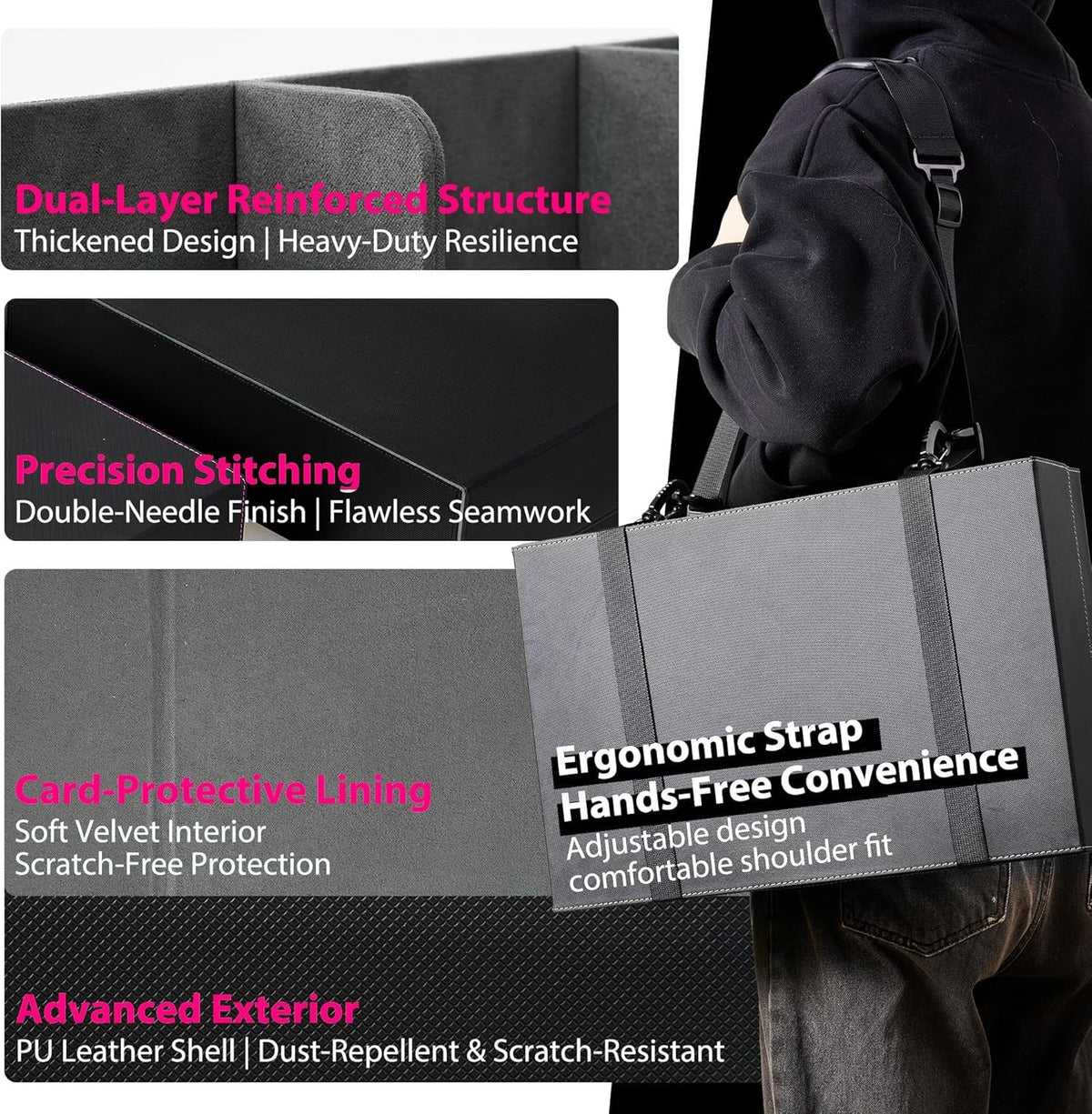 Scimi premium anti-slip stoppers keep cards upright when rows are not full.