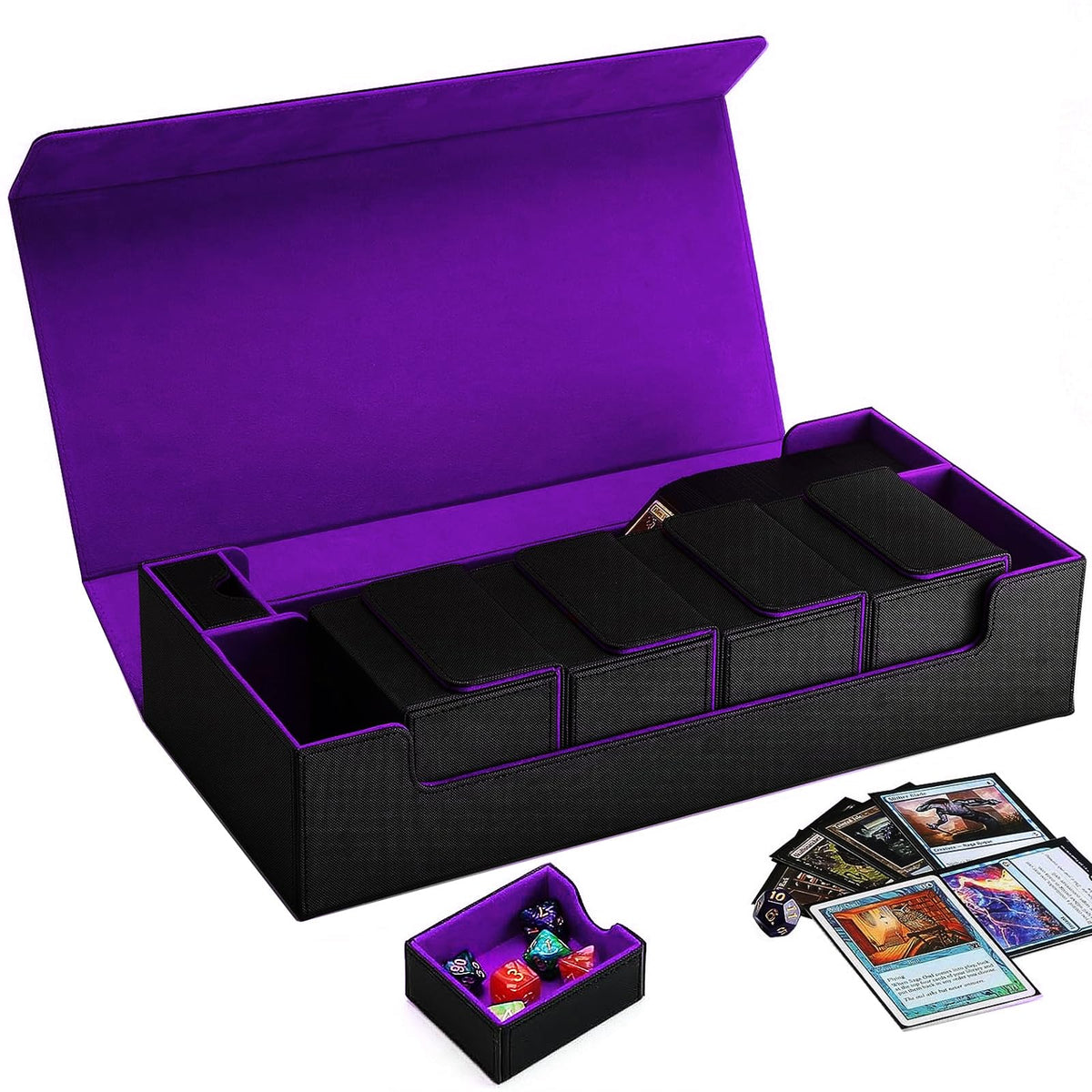 Scimi premium storage case shows 800 sleeved cards organized for travel and play