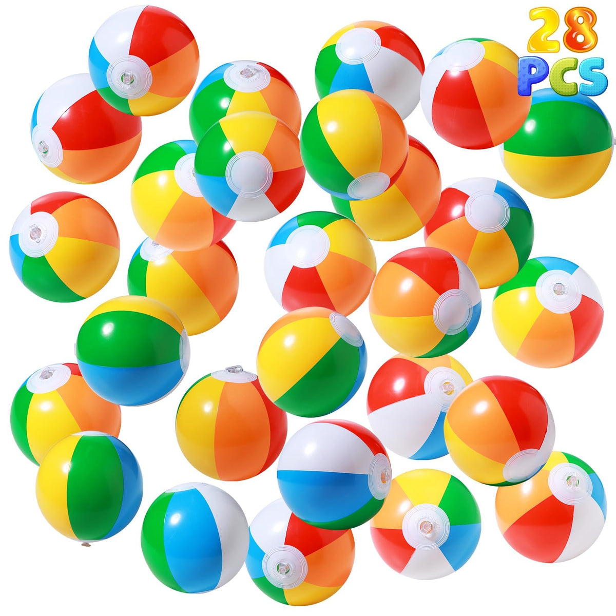 SCIONE 28-pack mini rainbow beach balls for group play and party decor