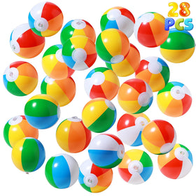 SCIONE 28-pack mini rainbow beach balls for group play and party decor