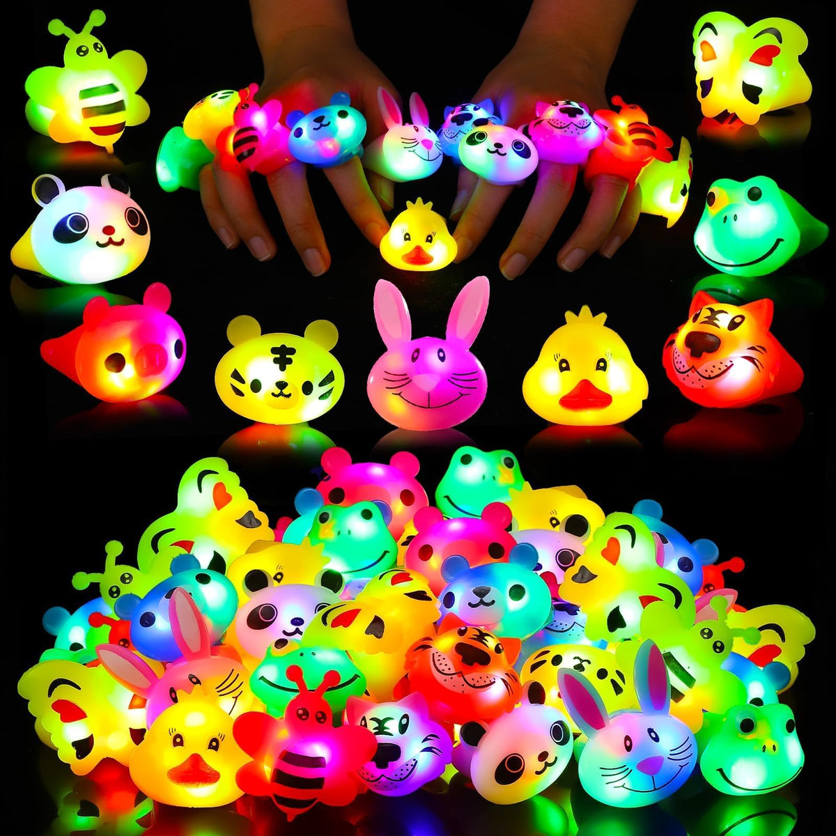 SCIONE 40-pack light up rings ready for party favors in vibrant colors