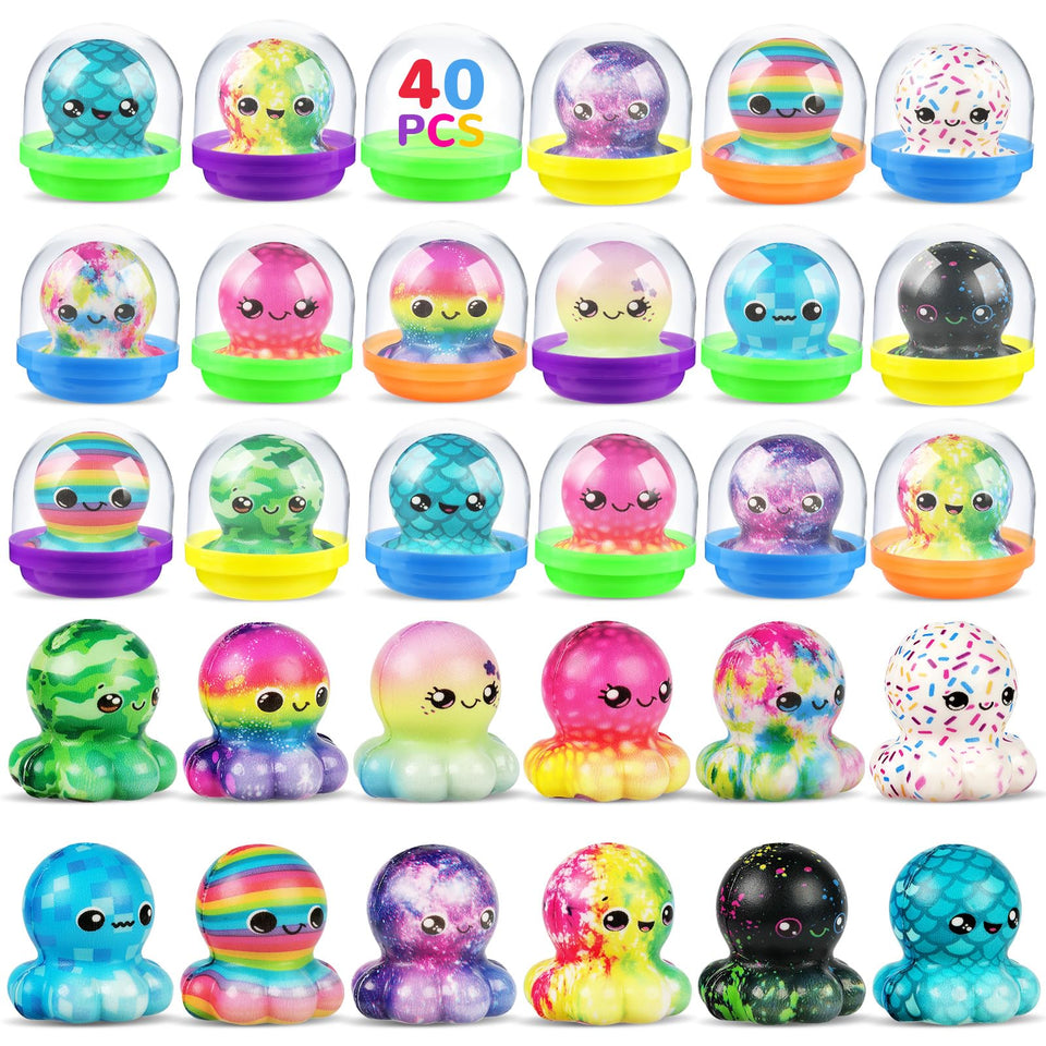 SCIONE 40-pack octopus slow-rising squishies with capsules for party favors and calm fun