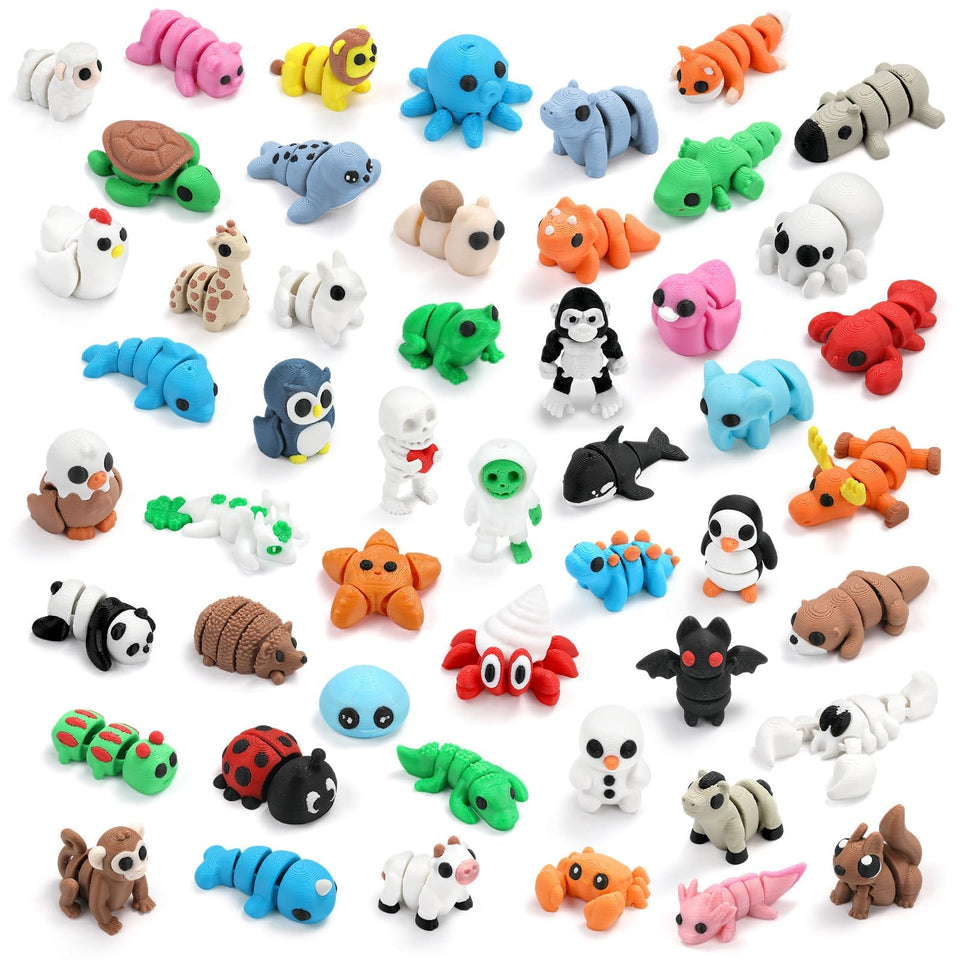 SCIONE 50-pack mini animal figurines for detailed desktop decor and tactile play