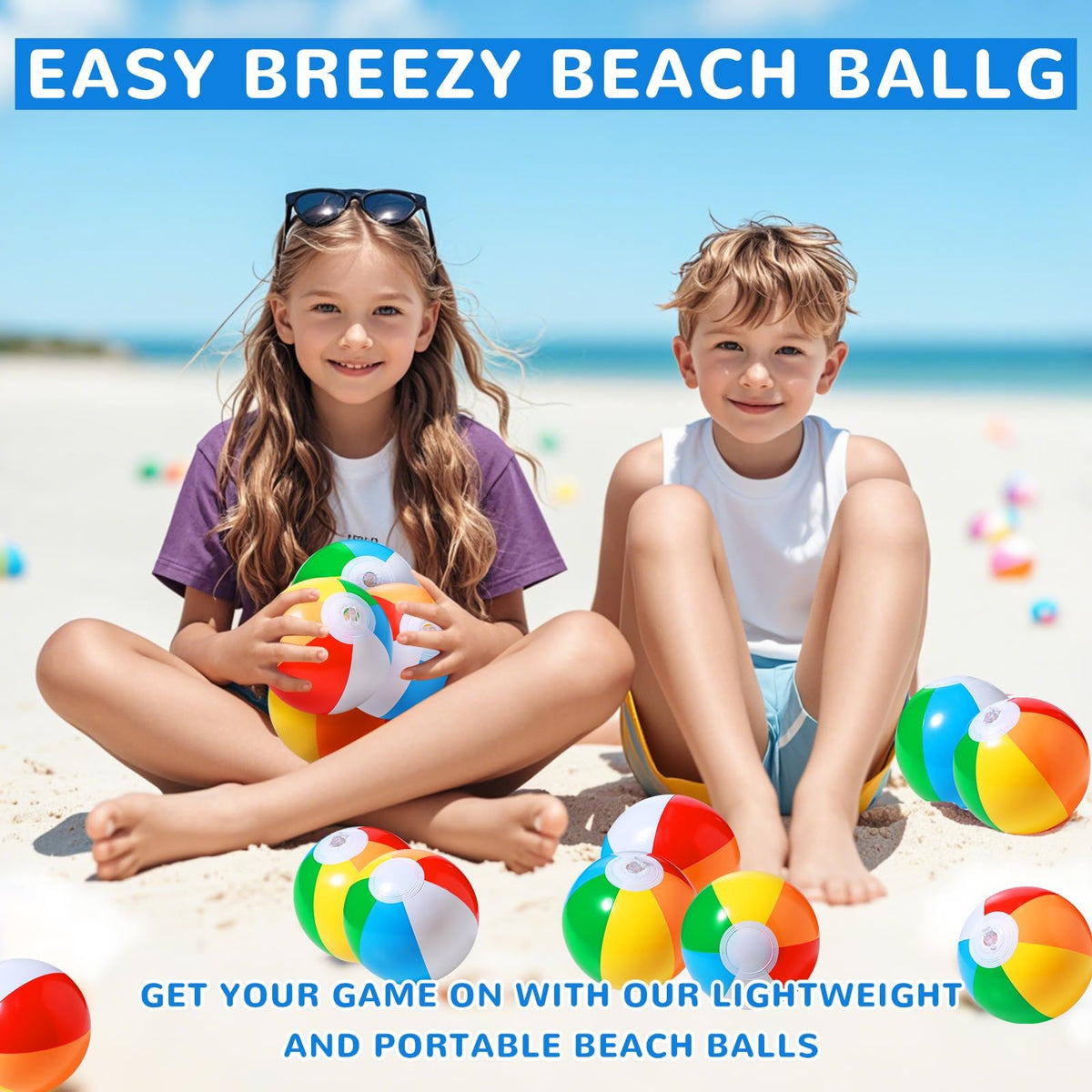 SCIONE rainbow beach balls arranged as festive party decor setup