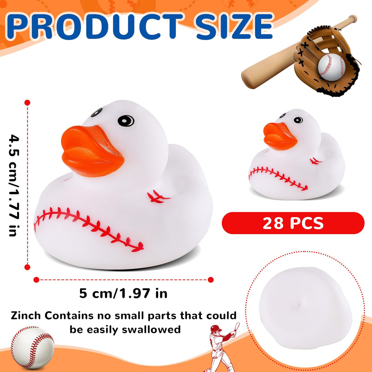 SCIONE bulk-pack of twenty-eight baseball ducks for classrooms and events