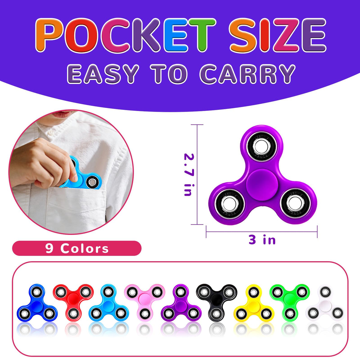 SCIONE fidget spinners glow-in-the-dark sky blue for night use.