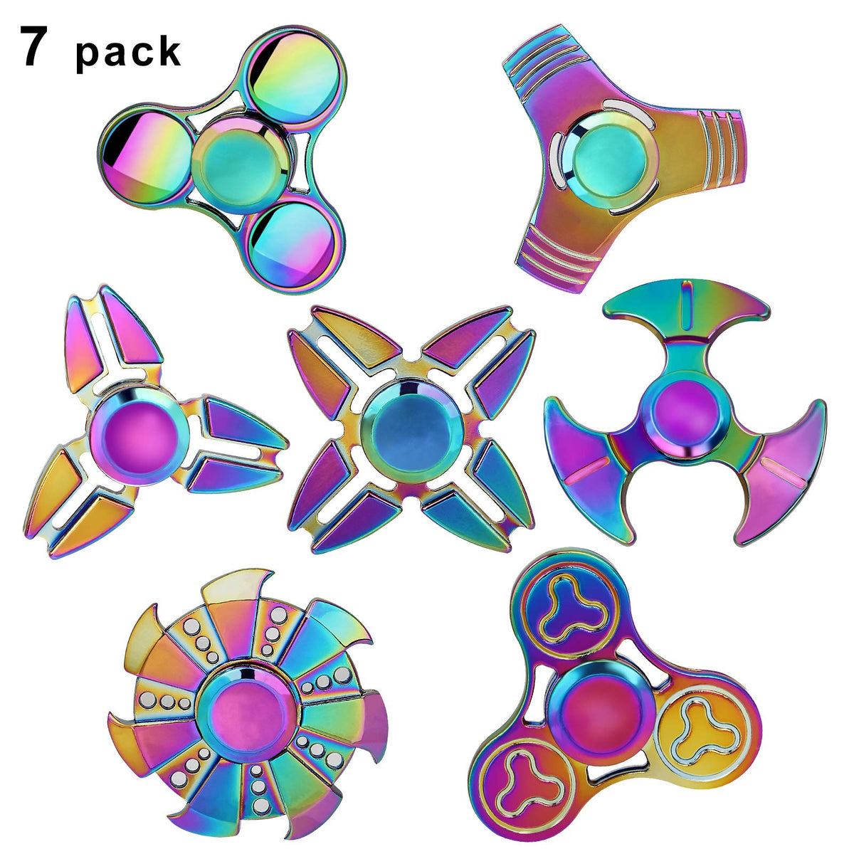 SCIONE metal fidget spinner 7-pack packaging ready for gifting or rewards.