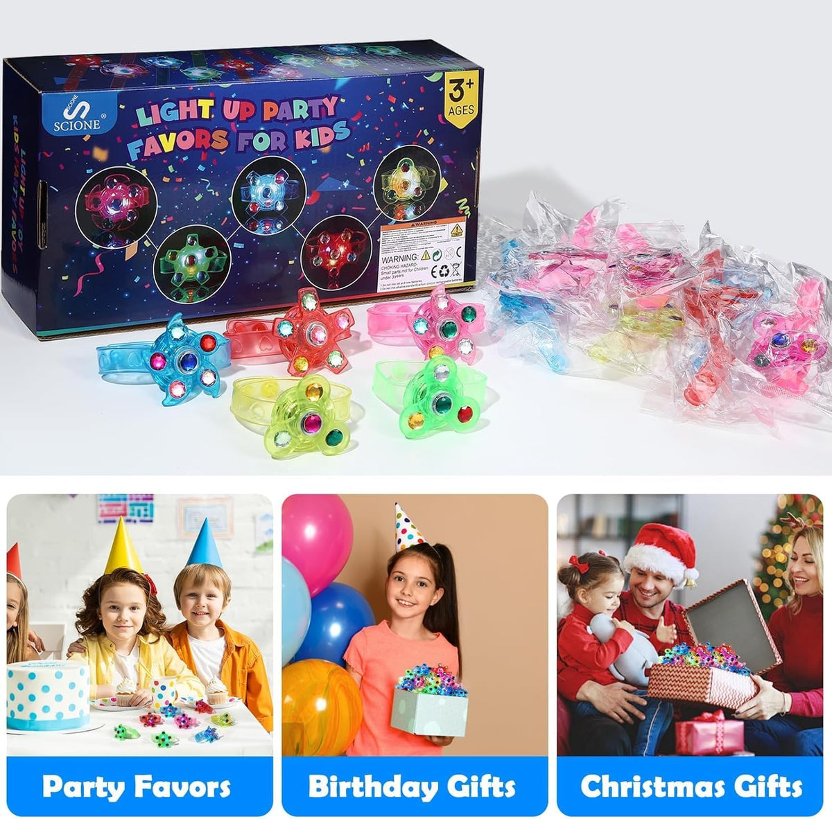 SCIONE colorful LED bracelets shine for kids' celebrations and games