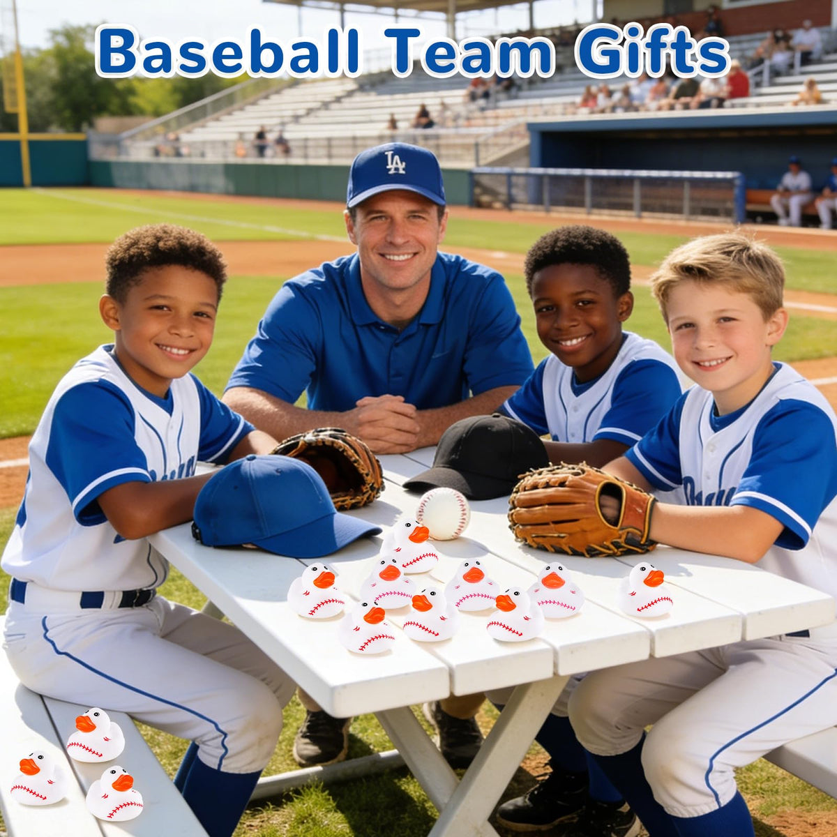 SCIONE orange-textured baseball duck highlights vibrant color for play and display