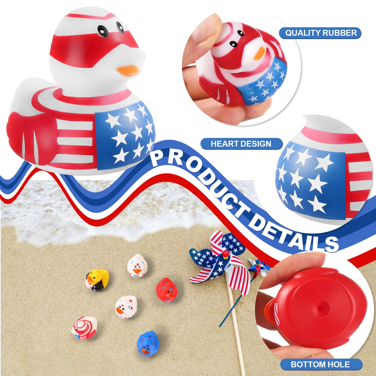 SCIONE patriotic ducks for bath time fun and color learning in kids