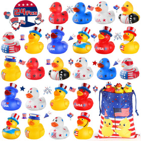 SCIONE patriotic rubber ducks in flag colors for Independence Day decor and bath play