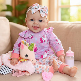 SCOM 18-inch realistic soft-body doll inviting gentle cuddles.