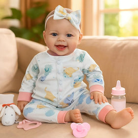 SCOM 18-inch soft-body baby doll designed for gentle hugs and comfort.