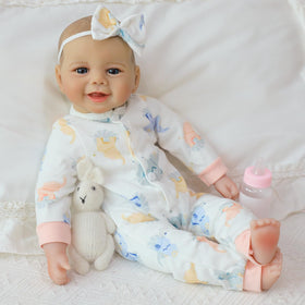 SCOM doll girl with realistic eyelashes for a lifelike appearance.