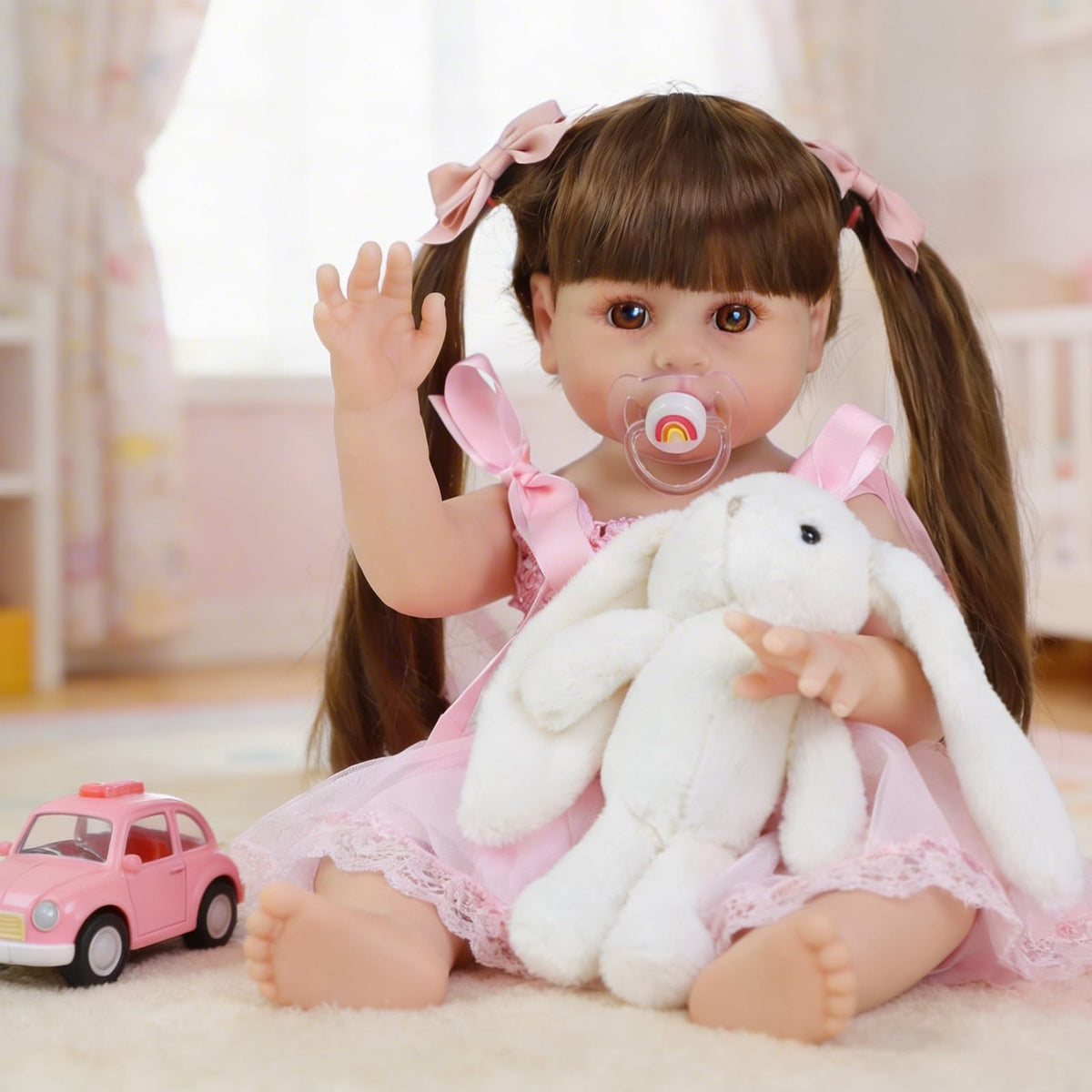 SCOM lifelike reborn doll girl eyes close-up highlighting vivid eyes for lifelike interaction