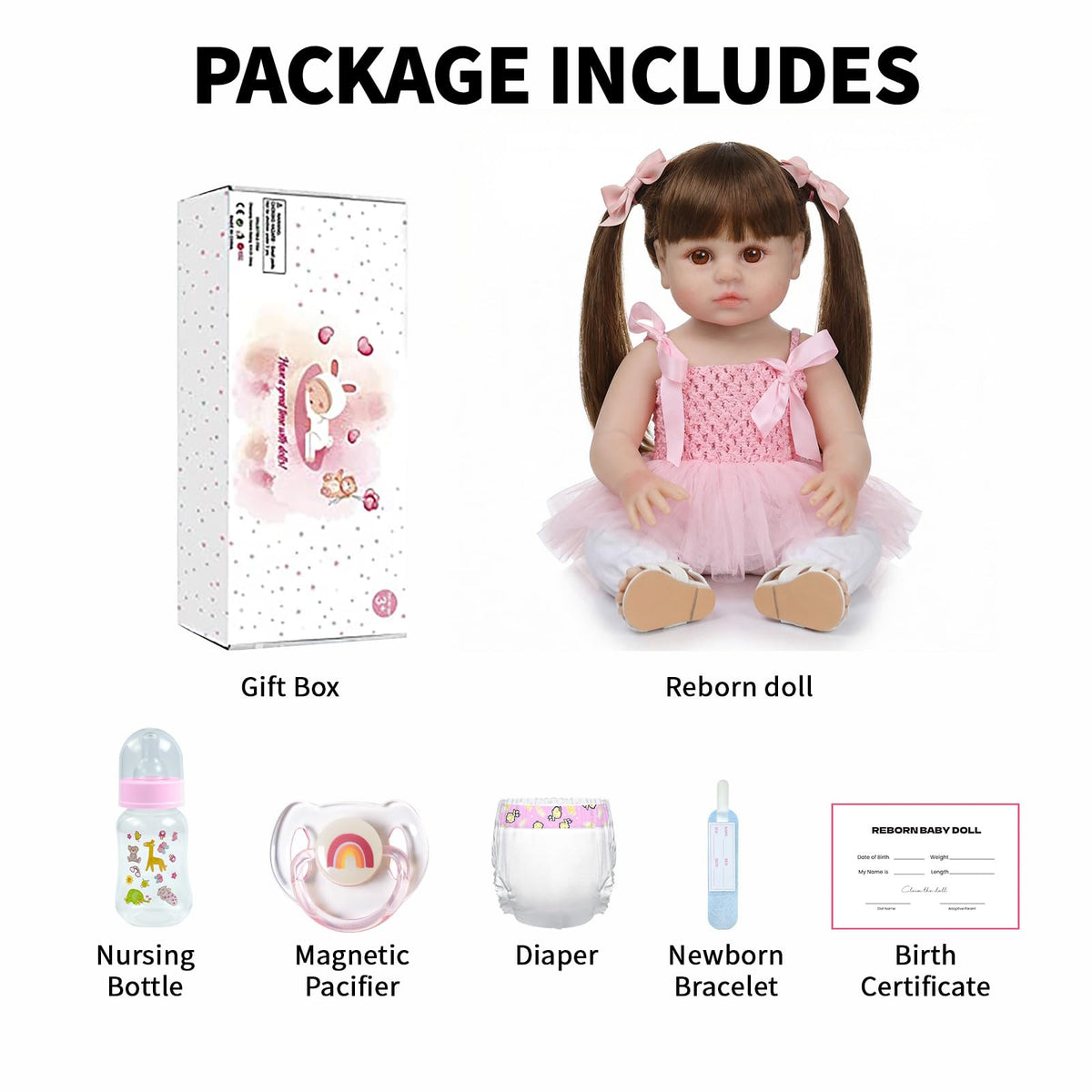 SCOM lifelike reborn doll girl posed for creative play and storytelling