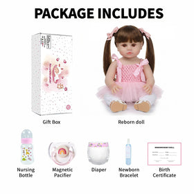 SCOM lifelike reborn doll girl posed for creative play and storytelling