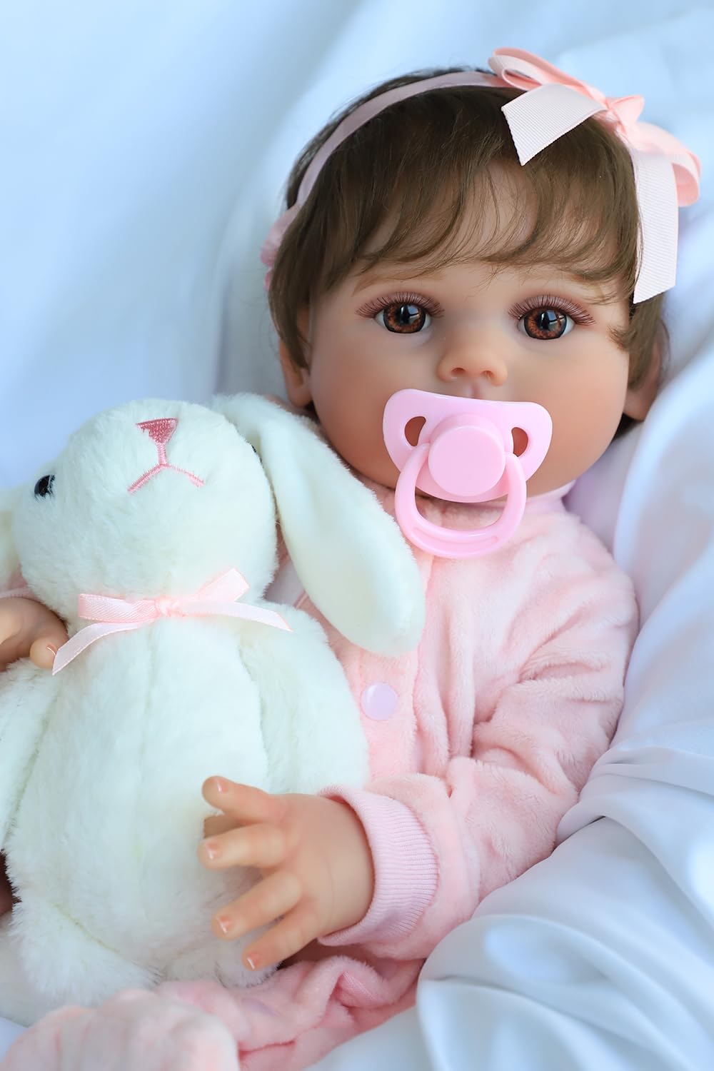 SCOM Lucy 18-inch reborn doll face detail for lifelike pretend play