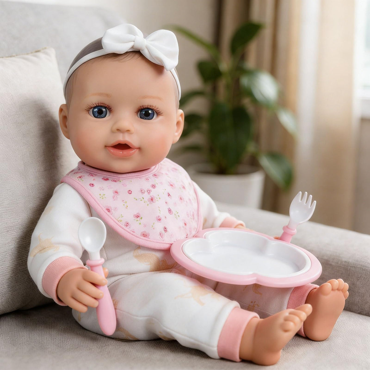 SCOM realistic baby doll girl 16-inch face close-up for lifelike play
