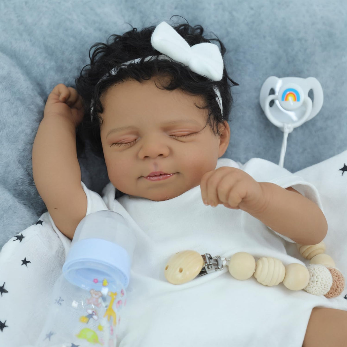 SCOM Reborn black boy doll delivers realistic presence during playtime.
