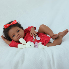 SCOM Reborn Baby Doll Black Girl 20-inch eyes offer a gentle gaze for storytelling